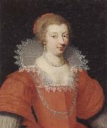 Portrait of a lady,half length,dressed in red and wearing pearls unknow artist